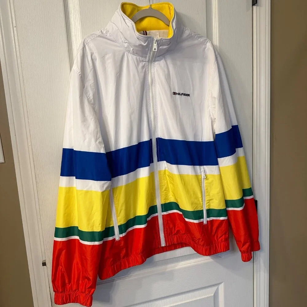 Tommy Hilfiger Archives Nautical Yacht Full Zip Retro Windbreaker Jacket XL Hood - Picture 3 of 12